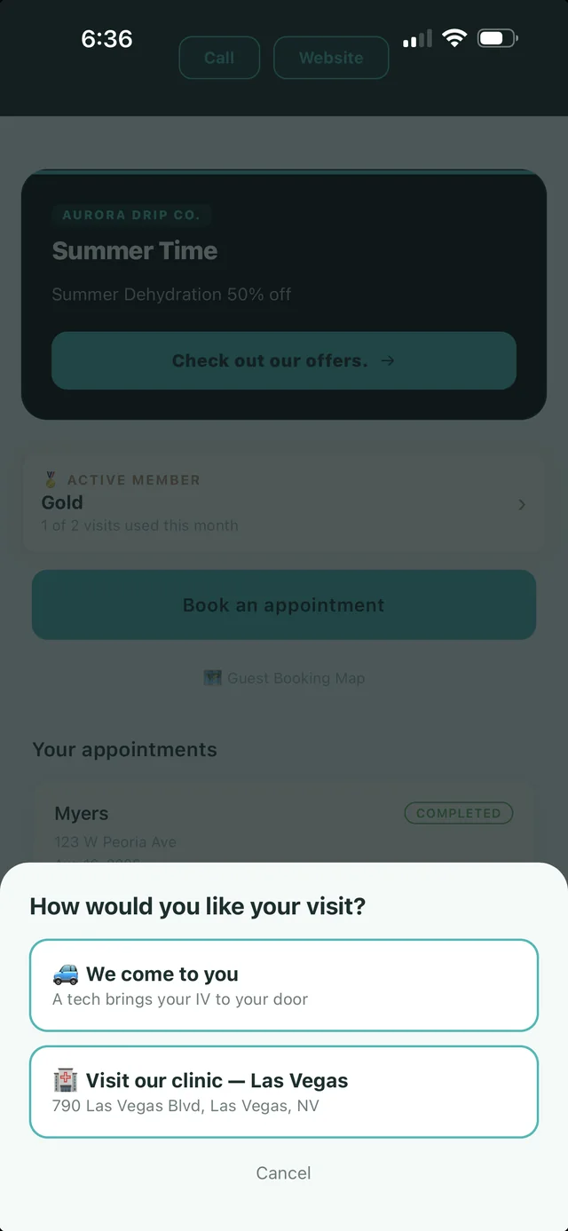 Patient choosing between a mobile visit and a clinic visit